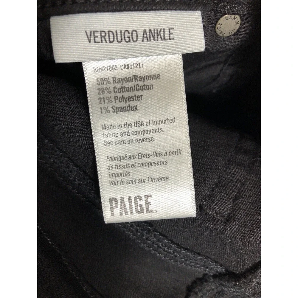 Paige Jeans Women's‎ Size 27 Black Denim Verdugo Ankle Distressed Mid Rise